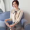 Markentsee 2017 new women&39s autumn long-sleeved chiffon shirt Korean loose baskets shirt bow shirt shirt zx1782827 blue M