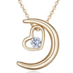 Synthetic Cubic Zirconia Necklaces Heart&Arrows CZ Pendant Necklace Moon White Gold Color Fashion Jewelry 26146