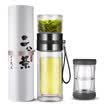 Fuguang bubble tea teacher gift box series glass double transparent tea separation cup with filter portable office glass cup water cup set black 240ml G1601-SH-240S