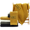 Sanli cotton embossed sample embroidered word towel bath towel gift sets of 3 gift bag dark blue