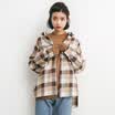 City plus CITYPLUS 2017 autumn&winter new women&39s art long-sleeved lapel lattice shirt coat large size loose casual shirt CWCS179366 pink lattice uniform