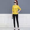 Fort Sheng 2017 new women autumn&winter simple long-sleeved Han Fan students loose shirt pure color chiffon shirt zx1783006 yellow L
