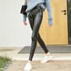 City plus CITYPLUS 2017 autumn&winter new women&39s art wild leather pants waist lap nail little bee Leggings CWKX179460 black L