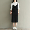City plus CITYPLUS 2017 autumn&winter new women&39s art two-piece long section harness knitted dress seven sleeves CWQZ178564 black uniform
