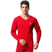 Seven wolves Qiuyi Qiuku mens cotton thermal underwear set V-neck winter mens thin section bottoming cotton sweater 98146 red L