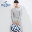 Metropolis Feng Qiu Qiu Qiu pants thin section men&39s thermal underwear solid color classic round neck warm suit 4W6107 black L