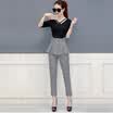 Markentsee 2017 new women&39s fall suit fashion temperament soft girl small incense wind foreign chiffon shirt pants pants two-piece zx17081413 black&white grid L
