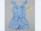 TOP Toddler Kids Girl Cotton Washed Jeans Denim Casual Bow jumpsuit Romper Quote