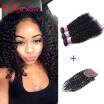 Malaysian Virgin Hair With Closure 3 Bundle Deals With Closure Malaysian Curly Hair With Closure Kinky Curly Virgin Hair Bundles