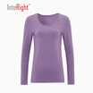 INTERIGHT Women&39s round neckline basic paragraph underwear shirt purple purple M