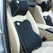 Set of 2 biaze car headrest lumbar suits BTY01 memory foam neck pillow car seat back lumbar cushion polyester fabric brown