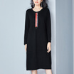City plus CITYPLUS 2017 winter new style women women wild loose long sleeves round neck casual long knee long dress CWQZ179755 black M