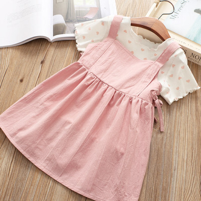 Children Summer Girls Cotton Love Print t-Shirt Solid Color Strap Short Two-Piece Suit for 2-7Y
Children Summer Girls Cotton Love Print t-Shirt Solid Color Strap Short Two-Piece Suit for 2-7Y