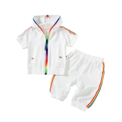 Kid Boy Girl Clothes Sportswear Summer Fashion Short Sleeve Colorful Zipper Hooded Clothing For Girls Children Outfit Set
Kid Boy Girl Clothes Sportswear Summer Fashion Short Sleeve Colorful Zipper Hooded Clothing For Girls Children Outfit Set