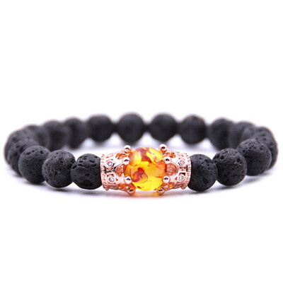 8 mm Natural Stone Volcanic Stone Bracelet DIY Rose Gold Small Crown Hand Cord Micro Inlay Zircon Bracelet
8 mm Natural Stone Volcanic Stone Bracelet DIY Rose Gold Small Crown Hand Cord Micro Inlay Zircon Bracelet