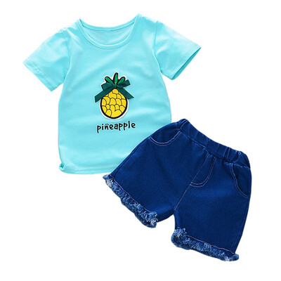 Summer Baby Girls Clothes Cute Short Sleeve Pineapple Pattern T-shirt TopsDenim Shorts Suits Casual Children Clothing Sets
Summer Baby Girls Clothes Cute Short Sleeve Pineapple Pattern T-shirt TopsDenim Shorts Suits Casual Children Clothing Sets
