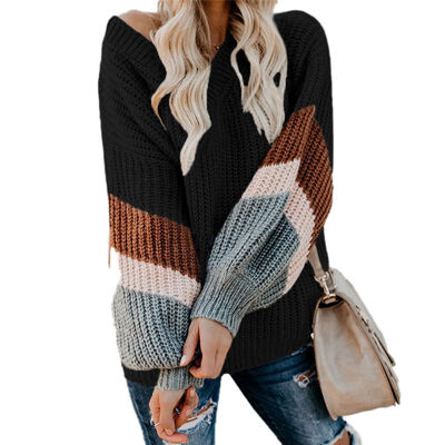 Pullover Women Striped Stitching Knit Material Comfortable Soft Autumn Fashion New Wild Loose Long Sleeve Style Simple
Pullover Women Striped Stitching Knit Material Comfortable Soft Autumn Fashion New Wild Loose Long Sleeve Style Simple