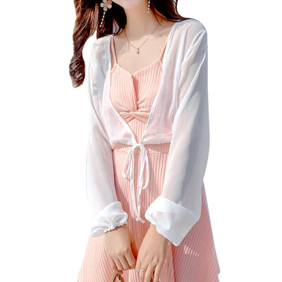 Women Lace Up Perspective Shirt Chiffon Solid Kimono Cardigan Loose Long Sleeve Short Blouse Summer Cover Up Beach Plus Size
Women Lace Up Perspective Shirt Chiffon Solid Kimono Cardigan Loose Long Sleeve Short Blouse Summer Cover Up Beach Plus Size