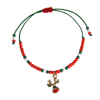Christmas Elk Santa Claus Snowflakes Pendant Adjustable Beads Bracelets Bangles For Women Girls Xmas Party Gifts