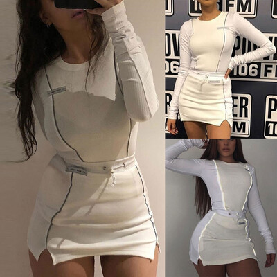 Toponeto Women Reflective Striped Patchwork Set Long Sleeve Crop Top Bottom Skirt Sport
Toponeto Women Reflective Striped Patchwork Set Long Sleeve Crop Top Bottom Skirt Sport