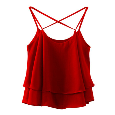 Summer Women Crop Top Beach Short Vest Ruffle Chiffon Tank Tops Camis