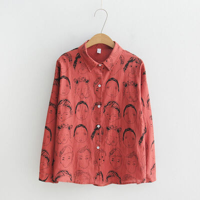 Womens Fashion Character Printed Blouse Women Graffiti Blouses Streetwear Turn Down Collar Long Sleeve Cotton Loose Shirt
Womens Fashion Character Printed Blouse Women Graffiti Blouses Streetwear Turn Down Collar Long Sleeve Cotton Loose Shirt