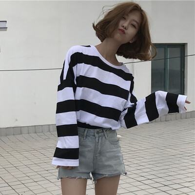 Spring Women T-Shirt Stripe Printed Loose Base Casual Long Sleeve O-Neck Tees Tops Ladies Girl 3 Colors Tops Tee
Spring Women T-Shirt Stripe Printed Loose Base Casual Long Sleeve O-Neck Tees Tops Ladies Girl 3 Colors Tops Tee
