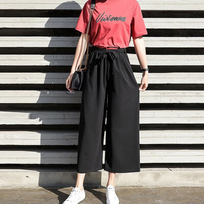 Pants Women Casual Office Lady Loose Chiffon Wide Leg Pants Elastic High Waist Trousers Women Solid Pants pantalones mujer
Pants Women Casual Office Lady Loose Chiffon Wide Leg Pants Elastic High Waist Trousers Women Solid Pants pantalones mujer