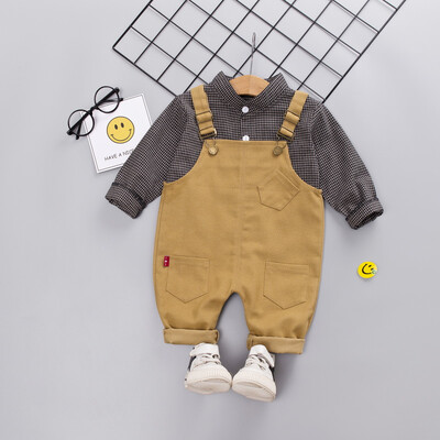 Autumn Baby Boy Clothes Cute Plaid Print Fashion Long Sleeve Shirt Blouse Suspenders Trousers Casual Kids Clothes Spring 2pcs
Autumn Baby Boy Clothes Cute Plaid Print Fashion Long Sleeve Shirt Blouse Suspenders Trousers Casual Kids Clothes Spring 2pcs