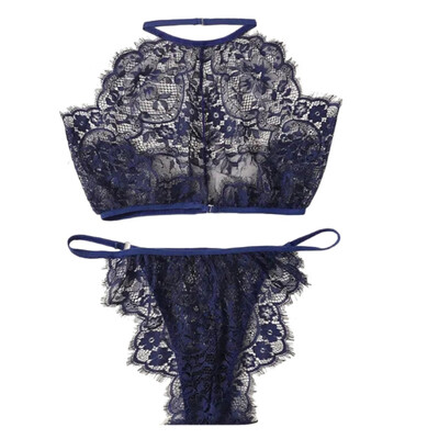 Eyelash Lace Perspective Underwear Hanging Neck Type Ultra-thin Two-piece Sexy Three-point Suit For Women
Eyelash Lace Perspective Underwear Hanging Neck Type Ultra-thin Two-piece Sexy Three-point Suit For Women