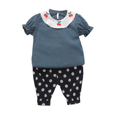 Summer Baby Girl Clothes Embroidery Cherry Print Short Sleeve T-shirt Blouse Dot Pants Casual Clothes
Summer Baby Girl Clothes Embroidery Cherry Print Short Sleeve T-shirt Blouse Dot Pants Casual Clothes