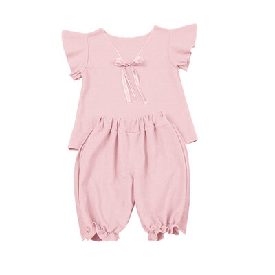 Summer Children Girls Casual Summer Bow Flare Sleeve T-shirtShorts Suits 2Pcs Fashion Costume Set Yellow Pink Red 
Summer Children Girls Casual Summer Bow Flare Sleeve T-shirtShorts Suits 2Pcs Fashion Costume Set Yellow Pink Red
