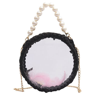 2019 summer new fashion feather pearl hand-woven transparent jelly bag portable chain shoulder Messenger bag
2019 summer new fashion feather pearl hand-woven transparent jelly bag portable chain shoulder Messenger bag