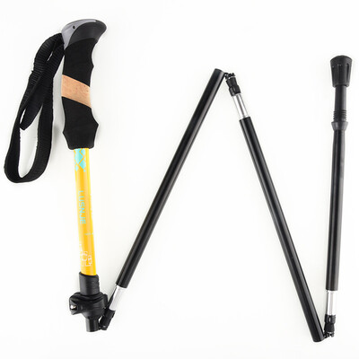 Camping Aluminum Alloy Folding Walking Rod Trekking Stick Pole Ultra Light