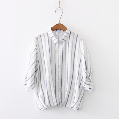 Women Blouses StripedSolid Cotton & Linen women topsTurn-down Collar Casual Short Sleeve Loose Blouse
Women Blouses StripedSolid Cotton & Linen women topsTurn-down Collar Casual Short Sleeve Loose Blouse