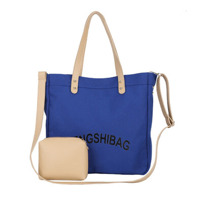 Fashion Women Canvas Large Capacity Shoulder Crossbody Bag Handbag with Clutch