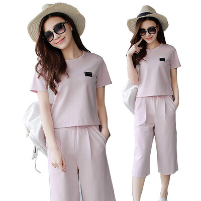Two Piece Set Summer Casual Chiffon Womens Sets O-neck short sleeve tops Mid-calf Pants Suit Set Womens Wide Leg Pants
Two Piece Set Summer Casual Chiffon Womens Sets O-neck short sleeve tops Mid-calf Pants Suit Set Womens Wide Leg Pants