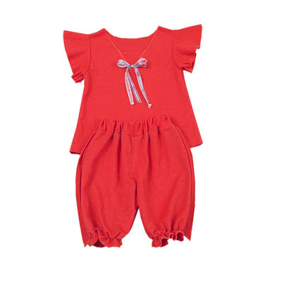 Summer Children Girls Casual Summer Bow Flare Sleeve T-shirtShorts Suits 2Pcs Fashion Costume Set Yellow Pink Red
Summer Children Girls Casual Summer Bow Flare Sleeve T-shirtShorts Suits 2Pcs Fashion Costume Set Yellow Pink Red