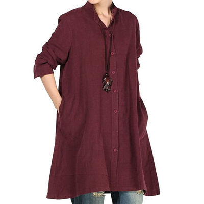 Women Autumn Concise Casual All-match Dress Solid Color Loose Button-down Long Sleeve Dress
Women Autumn Concise Casual All-match Dress Solid Color Loose Button-down Long Sleeve Dress
