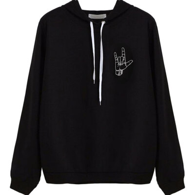 New Design Autumn Women Fashion Black Hooded Tops Casual Pullover Lady Clothing Costume
New Design Autumn Women Fashion Black Hooded Tops Casual Pullover Lady Clothing Costume