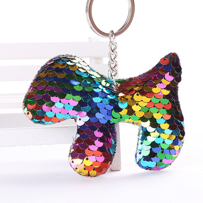 2019 Fashion Shiny Key chain Sequins Cute Dog Key Chain Key chains for Women Cars Bag Accessories Pendant Key Ring