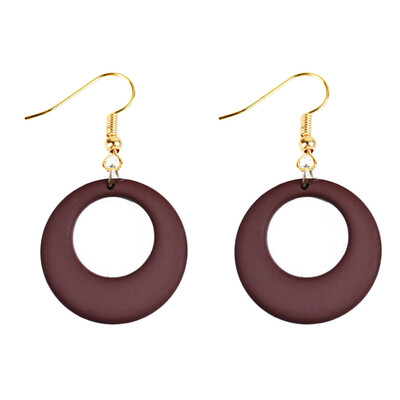 Popular Chic Hollow Round Brown Earrings Hook For Women Jewelry Presents