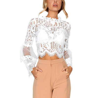 Spring Summer Women Temperament Perspective Shirt Sweet Solid White Elegant Long Bell Sleeve Round Collar Chiffon Blouse
Spring Summer Women Temperament Perspective Shirt Sweet Solid White Elegant Long Bell Sleeve Round Collar Chiffon Blouse
