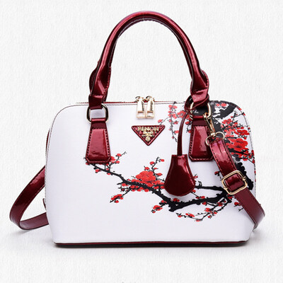 Elegant Chic Lady Shell Bag Cross Body Floral Print Faux Leather Handbag Gift