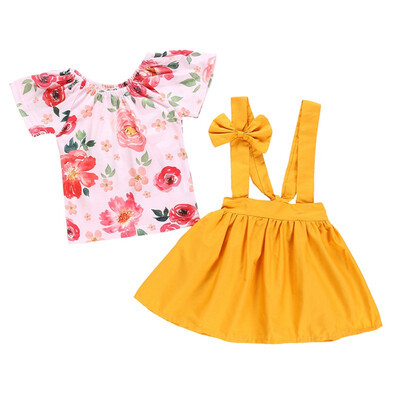 Baby Girls Clothes Set Floral T-shirt Dress Set Lovely Bowknot Dress Suspenders Sets for Summer
Baby Girls Clothes Set Floral T-shirt Dress Set Lovely Bowknot Dress Suspenders Sets for Summer