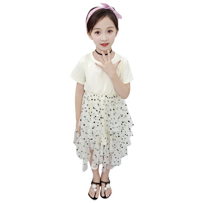 2-7T Children Summer Girls Cute Irregular Mesh Stitching Short Sleeve Sweet Princess Dot Print Dress
2-7T Children Summer Girls Cute Irregular Mesh Stitching Short Sleeve Sweet Princess Dot Print Dress