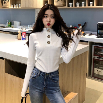 Temperament Slim Women Sweater New Simple Winter Solid Color Button Long-Sleeved Turtleneck Sweater Slim Bottom Knit Sweater
Temperament Slim Women Sweater New Simple Winter Solid Color Button Long-Sleeved Turtleneck Sweater Slim Bottom Knit Sweater