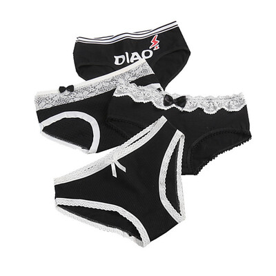 Cotton Comfortable Low-Rise Breathable Lace Letter Print Black Four-Piece Panties For Women Lingerie Underwear 2019 Hot Sale
Cotton Comfortable Low-Rise Breathable Lace Letter Print Black Four-Piece Panties For Women Lingerie Underwear 2019 Hot Sale