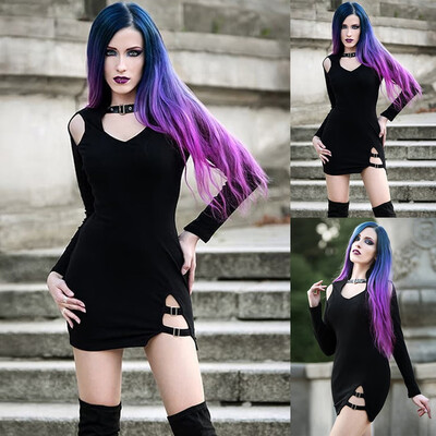 Tailored Fashion Women Solid Color Punk Leaky Shoulder Long Sleeve O-Neck Dress
Tailored Fashion Women Solid Color Punk Leaky Shoulder Long Sleeve O-Neck Dress