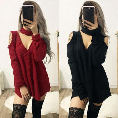 Fashion Women Chocker V Neck Long Sleeve Sweater Jumper Pullover Top Casual Party Dress
Fashion Women Chocker V Neck Long Sleeve Sweater Jumper Pullover Top Casual Party Dress
